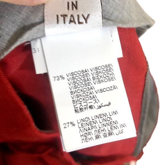 Brunello Cucinelli Red Linen Blend Tapered Leg High Rise Pleated Trousers Size 0 - Picture 11 of 11